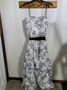 Juniors Morgan & Co Black & White Velvet Paisley Glitter Spaghetti Strap Dress